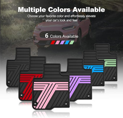 Floor Mats Fit for 2023-2027 Honda HRV Sport/LX/EX-L (Gasoline & Hybrid) & for Acura ADX 2025-2026, Custom Fit All Weather Protection Heavy Duty Anti-Slip Car Mats for HR-V, 1st & 2nd Row Black & Pink