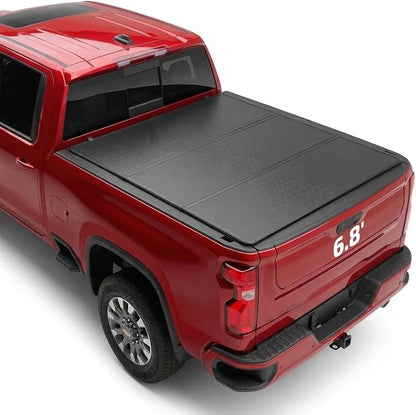 BDFHYK Hard Tri Fold Tonneau Cover Fits Ford F250 F350 Super Duty 1999-2026 6.8ft Bed, Waterproof Hard Folding Truck Bed Cover with Anti-Theft Lock, Easy Install Bed Cover for Camping and Work Trucks