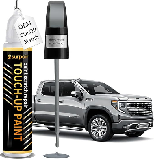 Sterling Gray Metallic GXD/WA130H Touch up Paint for GMC OEM Color Match Car Scratch Repair Kit for Nicks & Chips Scratches Quick & Easy Paint Fix 2-In-1 Car Scratch Remover Pen