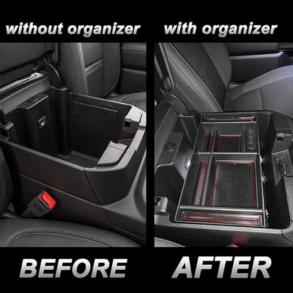 JKCOVER Center Console Organizer Tray Compatible with 2019-2025 Chevy Silverado 1500/GMC Sierra 1500 and 2020-2025 Silverado/Sierra 2500/3500 HD - Full Console w/Bucket Seats ONLY (Red trim)