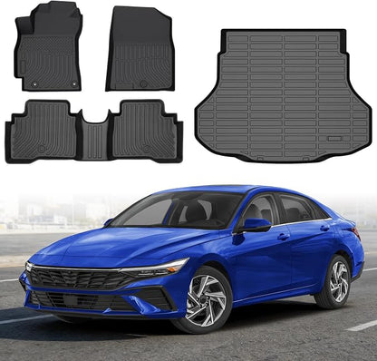Floor Mats for Hyundai Elantra Hybrid 2021-2025 All Weather Protection TPE Anti-Slip Automotive Full Set Custom Fit Car Mats Accessories Floor Mats & Cargo Liner