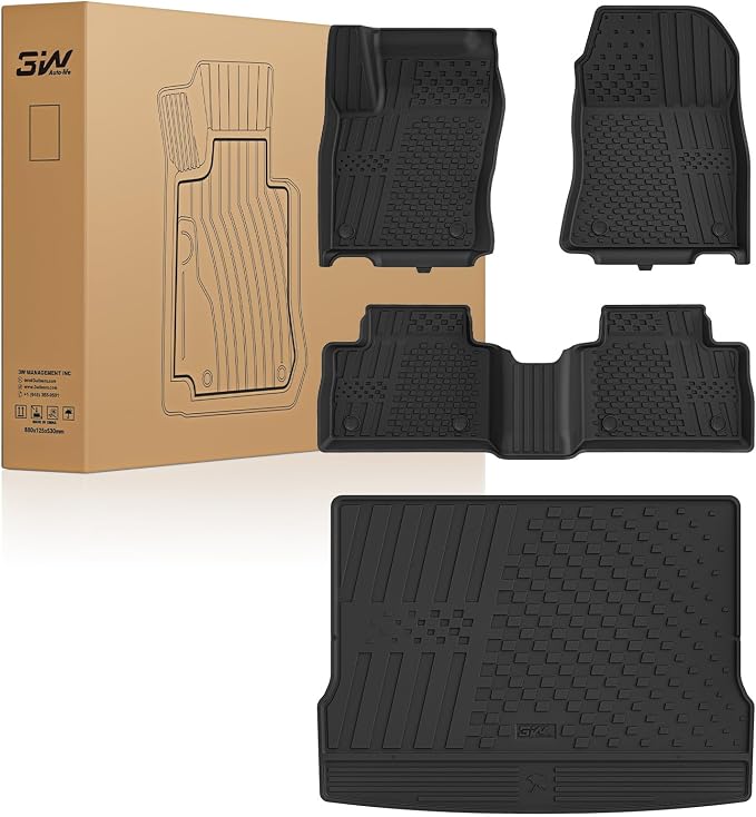3W Floor Mats & Cargo Liner Fit for Nissan Kicks 2025 2026 (Not Fit Play Version) Accessories TPE All Weather Floor Liner, 1st & 2nd Row Car Mats Tunk Mats Full (Not for Play Version)