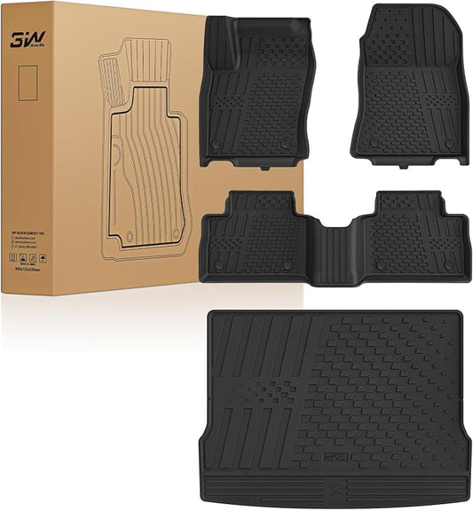 3W Floor Mats & Cargo Liner Fit for Nissan Kicks 2025 2026 (Not Fit Play Version) Accessories TPE All Weather Floor Liner, 1st & 2nd Row Car Mats Tunk Mats Full (Not for Play Version)