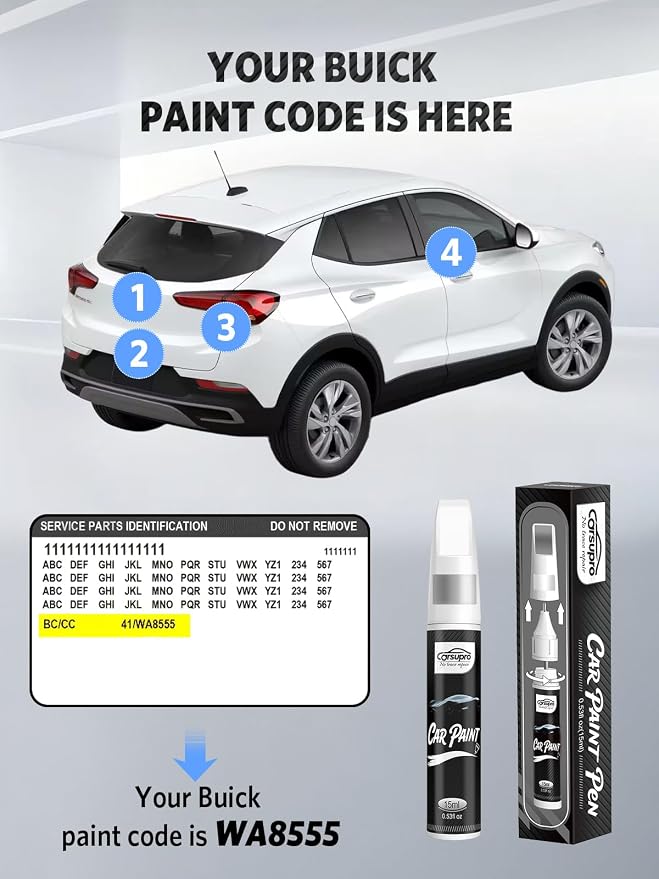 Cinnabar Metallic(GFM/WA294F) for Buick Touch Up Paint Pen, 2 in 1 Car Scratch Remover with Pen Tip and Brush, Precise Color Match for Car Paint Scratch Repair, Quickly and Easily Fix Chips and Nicks