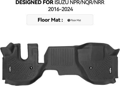 Floor Mats for Isuzu NPR/NQR/NRR 2016-2024, All Weather TPE Protector for Isuzu N-Series Accessories