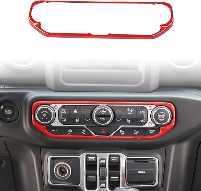 RT-TCZ Air Conditioning Dashboard Center Console Control Trim Panel Cover Interior Accessories Decoration Trim Kit for 2018 2019 2020 2021 2022 Jeep Wrangler JL JLU & Jeep Gladiator JT(Red)