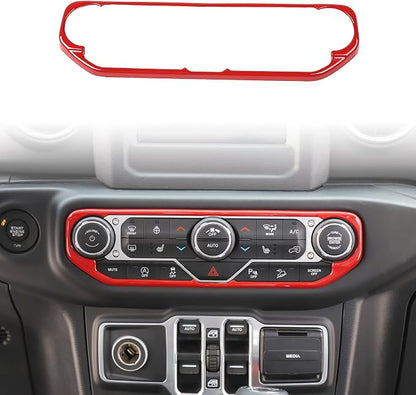 RT-TCZ Air Conditioning Dashboard Center Console Control Trim Panel Cover Interior Accessories Decoration Trim Kit for 2018 2019 2020 2021 2022 Jeep Wrangler JL JLU & Jeep Gladiator JT(Red)