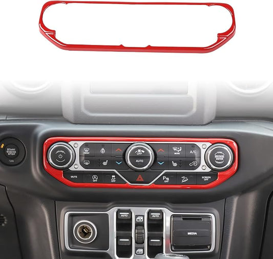 RT-TCZ Air Conditioning Dashboard Center Console Control Trim Panel Cover Interior Accessories Decoration Trim Kit for 2018 2019 2020 2021 2022 Jeep Wrangler JL JLU & Jeep Gladiator JT(Red)