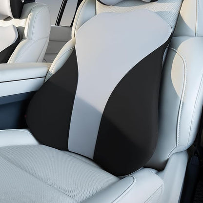 Lumbar Support Pillow for Car, Memory Foam Back Cushion for Driving Seat, Truck Accessories Travel Essentials, Back Pain Relief, Washable Cover, Plus Size Lower Back Support Fits Most Cars (Black01)