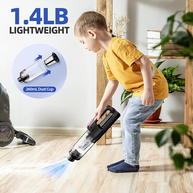 MONOZEL Handheld Vacuum Cleaner, 18000Pa 2 in 1 Cordless Car Vacuum Cleaner&Air Duster, 130W Brushless Motor with 7800mAh Battery, LED Light and Multi-Nozzles, Portable for Home, Car, Office, Pet