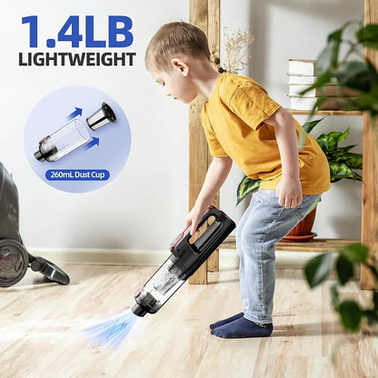 MONOZEL Handheld Vacuum Cleaner, 18000Pa 2 in 1 Cordless Car Vacuum Cleaner&Air Duster, 130W Brushless Motor with 7800mAh Battery, LED Light and Multi-Nozzles, Portable for Home, Car, Office, Pet