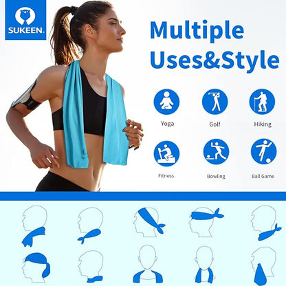 Sukeen 4pack Cooling Towel (40"x12"), Ice Towel,Soft Breathable Chilly Towel,Microfiber Towel for Yoga,Sport,Running,Gym,Workout,Camping,Fitness,Workout & More Activities