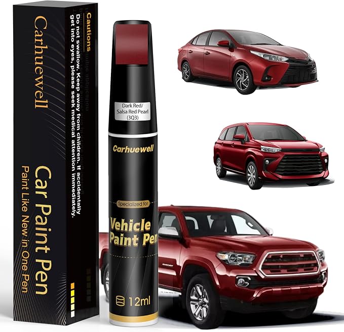 3Q3 Dark Red/Salsa Red Pearl Touch Up Paint Compatible with Toyota, Exact Match Car Paint Pen Automotive Scratch Repair Remover Kit Quick & Easy Solution for Vehile Chips and Nicks