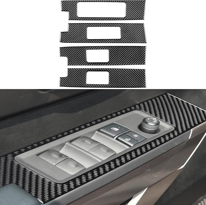 NVCNX Real Premium Carbon Fiber for Toyota Tundra 2022-2026 / Sequoia 2023-2026 2024 2025 Door Side Window Switch Panel Cover Interior Trim Accessories Overlay Sticker Decal 4PCs not for Extended Cab
