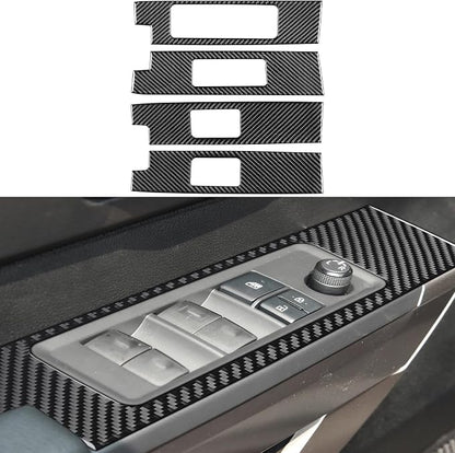 NVCNX Real Premium Carbon Fiber for Toyota Tundra 2022-2026 / Sequoia 2023-2026 2024 2025 Door Side Window Switch Panel Cover Interior Trim Accessories Overlay Sticker Decal 4PCs not for Extended Cab