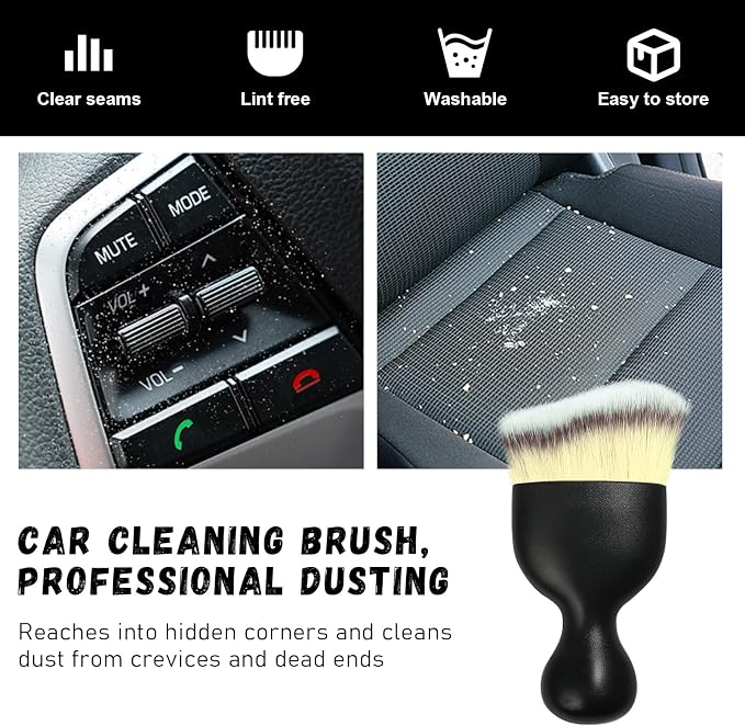 Ziciner 2 PCS Car Detailing Brush, Curved Soft Bristles Auto Removal Dust Collectors, Universal Vehicle Dashboard, Air Conditioner Vents etc Interior Cleaning Tool Accessories (Beige)
