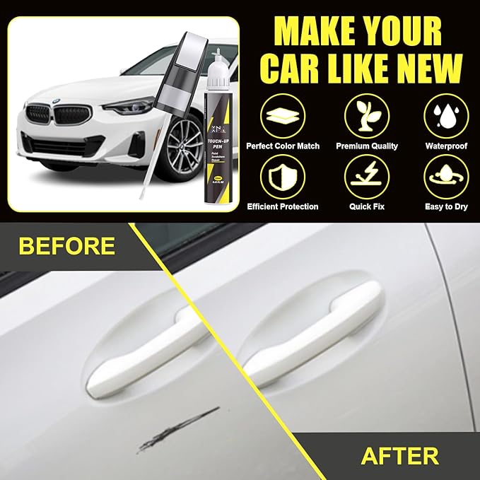XNA Mineral White Metallic(A96) for BMW Touch Up Paint, Car Scratch Remover for Nicks and Chips Repair, 2-In-1 Quick & Easy Fix Car Scratch Repair Kit with Exact Color-Matched
