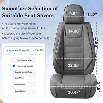 Coverado Car Seat Covers Full Set, Seat Covers for Cars, Car Seat Cover, Car Seat Protector Waterproof, Leather Car Seat Cushion, Universal Car Interior Covers Seat Protectors for Most Cars Gray