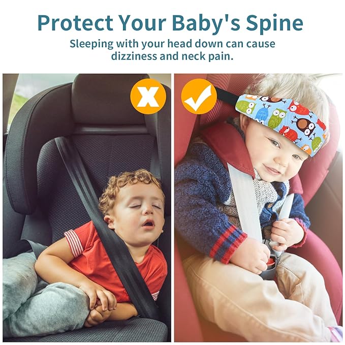 Luckyiren Head Support for Baby Car Seat, Straps with Pillow Support Band, Neck Relief Headrest for Stroller, Slumber Sling Sleep Positioner for Toddler Infants Child Children Kids