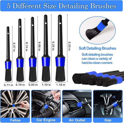 30Pcs Car Detailing Brush Set, Car Detailing Kit, Car Cleaning Kit, Car Windshield Cleaning Tool, Professional Car Care kit - Car Wash Brush kit for Interior Exterior Wheels(Blue)
