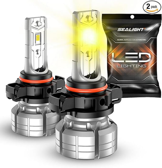 SEALIGHT 5202 LED Fog Light Bulbs Yellow, 12000LM 24W Strong Penetration 5202 5201 PS19W PS24W Fog Light Bulbs LED, 3000K Amber Yellow Fog Lights LED with 5530 CSP Chips. Pack of 2