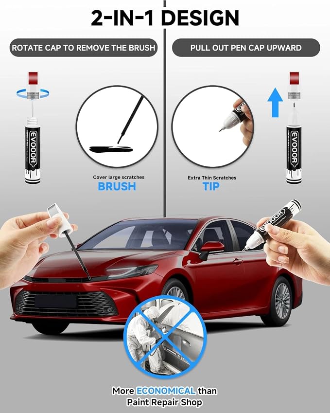 Touch Up Paint Compatible with Toyota Exact Match 2 in 1 Touch up Paint for Chips and Nicks Repair (Supersonic Red(3U5))