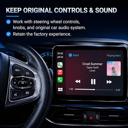 Compact USB Wireless Carplay/Android Auto Adapter for Nissan Qashqai New Qashqai 2021-2026,Voice Control Plug and Play