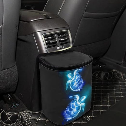 Talayituse Sea Turtle Print Car Trash Can, Portable Auto Garbage Bin Multifunctional Vehicle Interior Accessories with Adjustable Straps Universal Fit Truck SUV Sedan