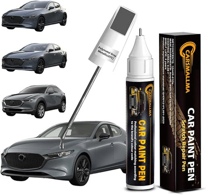 47C Polymetal Gray Metallic Touch Up Paint for Mazda, Car Paint Scratch Repair Remover Pen Color Exact Match, Quick and Easy Fix Automotive Chips and Nicks Scuff