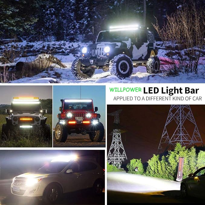 Willpower 15 inch 216W Triple Row Flood Spot Combo Beam Led Bar Driving Boat Off Road Lights for Jeep SUV Truck ATVs (15 inch)