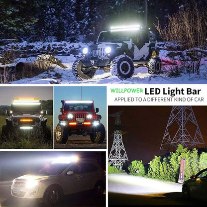 Willpower 15 inch 216W Triple Row Flood Spot Combo Beam Led Bar Driving Boat Off Road Lights for Jeep SUV Truck ATVs (15 inch)