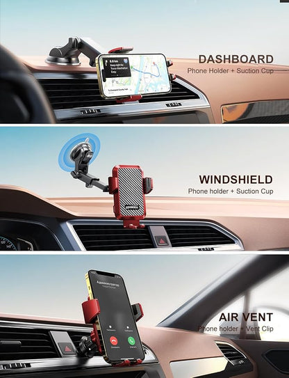 JOYMASS Wireless Car Charger, Phone Holders for Your Car, 15W Auto Clamping Phone Mount Car Accessories for iPhone 16 15 14 13 12 Mini Pro Max 11, Samsung Galaxy S24 Ultra S23 S22+ Note 20, etc - Red
