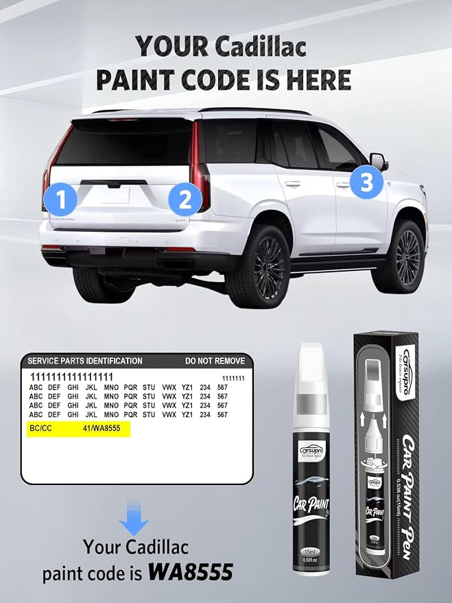 Emerald Lake Metallic(G6I/WA616D) for Cadillac Touch Up Paint Pen, 2 in 1 Car Scratch Remover with Pen Tip and Brush, Precise Color Match for Car Paint Scratch Repair, Quickly and Easily Fix Chips and Nicks