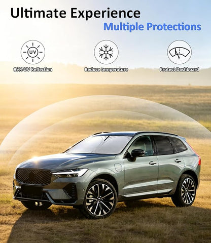 Windshield Sun Shade Custom-Fit for 2018-2026 Volvo XC60 | Front Window Sun Visor Protector & Heat Shield, 240T Sunshade Protection Blocks UV Rays, Car Accessories