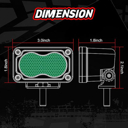 Green LED Pod Lights 3 Inch Auxiliary Driving Chase Light 2PCS Off Road Backup Fog Cube Light Bar Green Hunting Fishing Emergency Safety Signal Lights for Truck UTV Pickup Boat