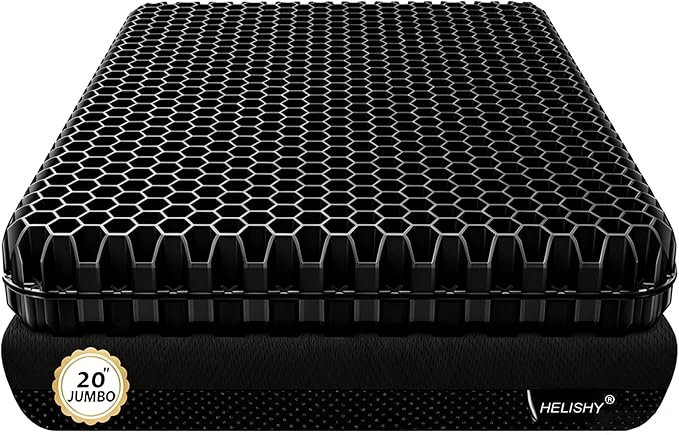 20" Gel Seat Cushion for Long Sitting Pressure Relief - Jumbo & Thick Gel Cushions for Office Chairs - Tailbone Pain Relief Cushion, Sciatica & Back Support, Wheelchair Cushions & Car Seat Cushion