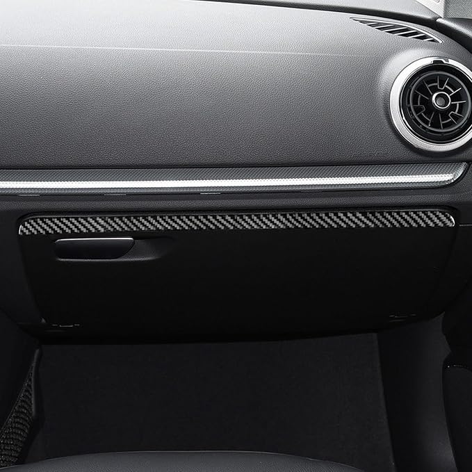 Real Premium Carbon Fiber Sticker Compatible with Audi A3 S3 RS3 8V 2013 2014 2015 2016 2017 2018 2019 Car co-Pilot Side Glove Box Storage Box Decor Trim Auto Interior Accessories Decal Black