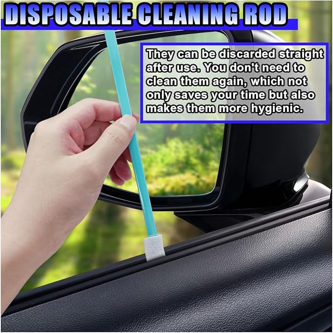 Cleaning Swab Sticks, Small Cleaning Sponge Tip for Tight Spaces, Disposable Crevice Cleaning Brush Kit, Universal Automotive Detailing Tools Accessories for SUV, Sedan, Truck (50PCS)