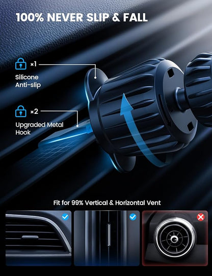 Lamicall 15W for MagSafe Car Mount Charger - [20X Strong Magnets] Wireless Car Phone Holder Charger, Magnetic Phone Holders for Car Vent Dash Accessories for Women Men for iPhone 17 Pro Max Black