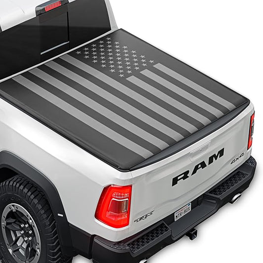Flag Tonneau Cover Soft Tri-Fold Truck Tonneau Cover for Ram 1500 (Classic Body ONLY) (2002-2026) / Ram 2500 & 3500 (2003-2020) with 6.4 ft Bed, All-Weather Folding Truck Bed Cover (NO RAMBOX)