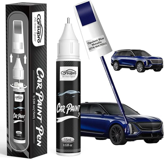 Opulent Blue Metallic(GTR/WA705U) for Cadillac Touch Up Paint Pen, 2 in 1 Car Scratch Remover with Pen Tip and Brush, Precise Color Match for Car Paint Scratch Repair, Quickly and Easily Fix Chips and Nicks