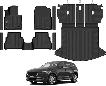 Floor Mats for 2017-2025 Mazda CX-5 CX5 Gas (Not for Hybrid), Trunk Mat and Backrest Mat & Door Sill Guard All Weather TPE Protector for Mazda CX-5 Accessories