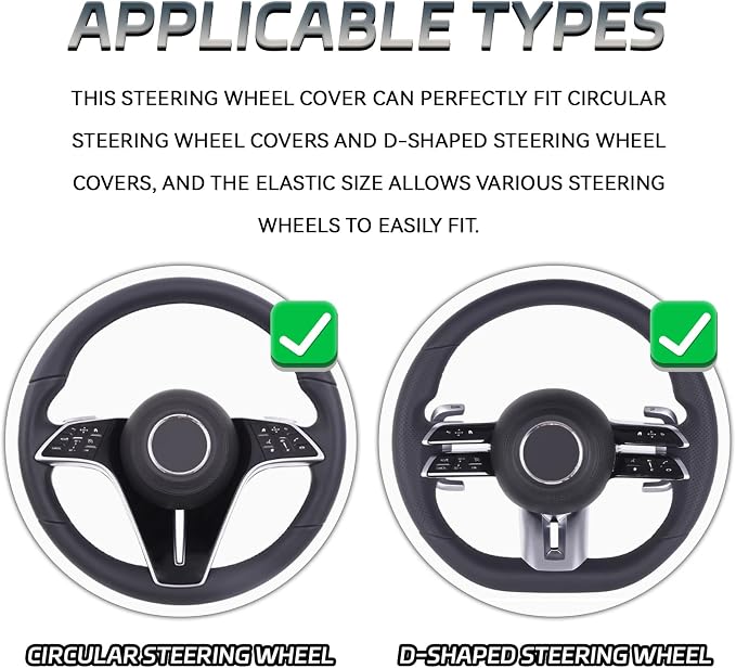 2-Piece Steering Wheel Cover, Carbon Fiber Segmented Steering Wheel Protector, Universal and Anti-Slip Durable Car Leather Protective Cover, Car Interior Accessories for Women and Men (Pink)