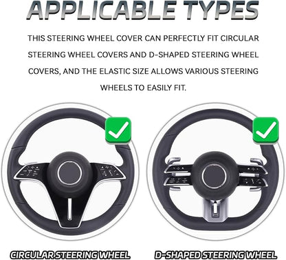 2-Piece Steering Wheel Cover, Carbon Fiber Segmented Steering Wheel Protector, Universal and Anti-Slip Durable Car Leather Protective Cover, Car Interior Accessories for Women and Men (Pink)
