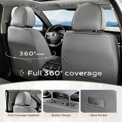 Coverado Seat Covers, Car Seat Covers Front Seats, Leather Seat Covers for Cars, Car Seat Protector Waterproof, Gray Car Seat Cushion, Front Carseat Cover Universal Fit for Most Cars Camo