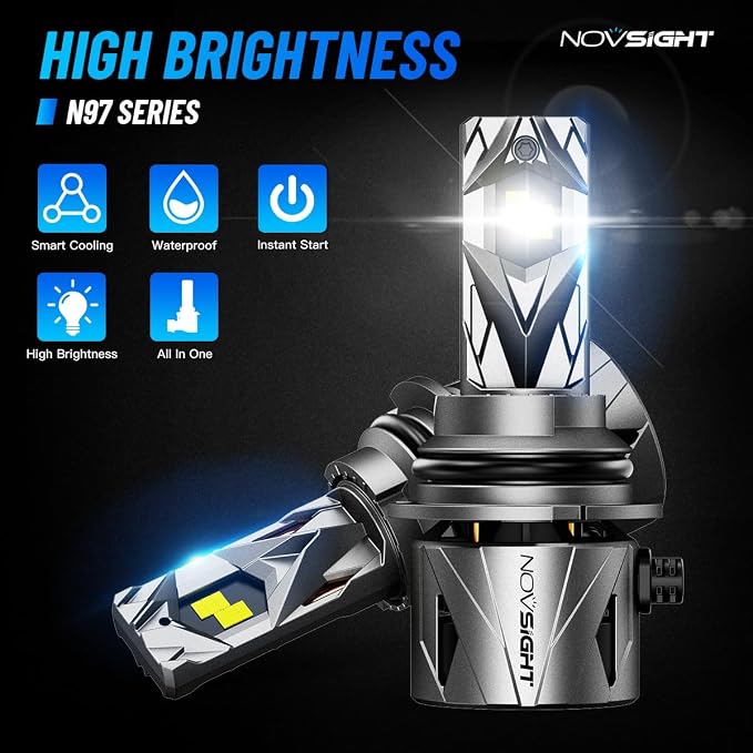 NOVSIGHT 𝟵𝟬𝟬𝟳/𝗛𝗕𝟱 Fog Bulbs Upgrade, 900% Brighter 95,000LM, 240W Performance, Enhanced Cooling, 5-Min Installation, 100,000+ Hour Lifespan, IP68 & CANBUS Compatible, Pack of 2