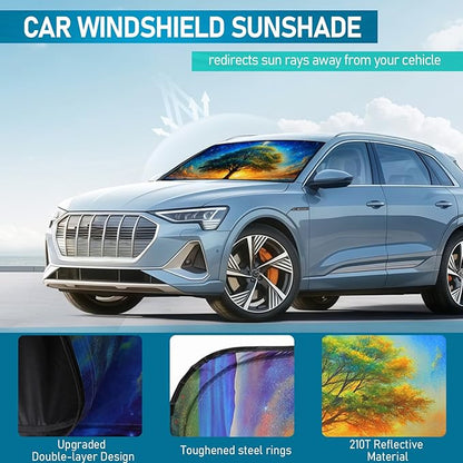 Car Windshield Sun Shade, Folding Car Shades for Front Windows UV Rays Sun Cover Shade, Keeps Your Vehicle Cool