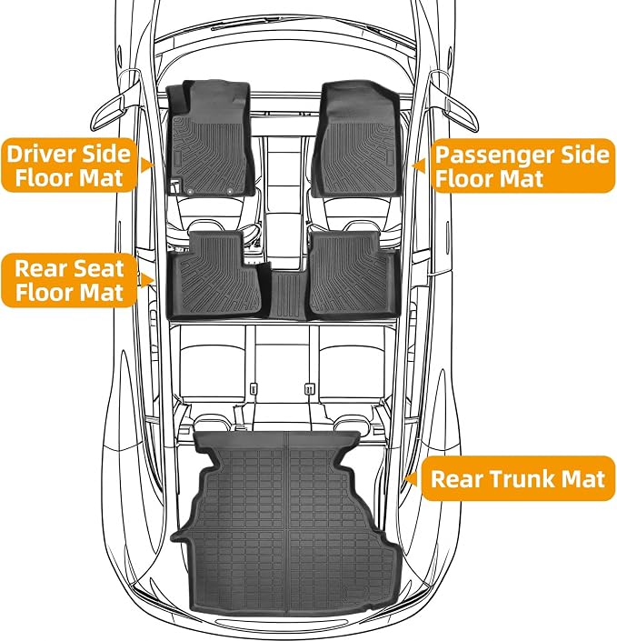 Floor Mats for Toyota Camry 2002 2003 2004 2005 2006, Camry Floor Mats ONLY Sedan, TPE Non-Slip Waterproof Summer Winter, Front & Rear Row & Cargo