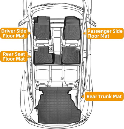 Floor Mats for Toyota Camry 2002 2003 2004 2005 2006, Camry Floor Mats ONLY Sedan, TPE Non-Slip Waterproof Summer Winter, Front & Rear Row & Cargo