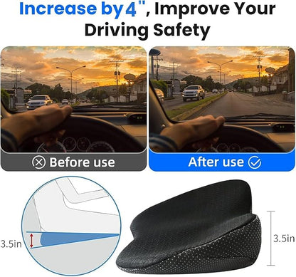 Wedge Car Seat Cushion, Memory Foam Car Truck Coccyx Seat Pillow for Driving - Sciatica and Back Pain Relief - Heightening Wedge Cushions for Car Driver Office Lumbar Tailbone Support